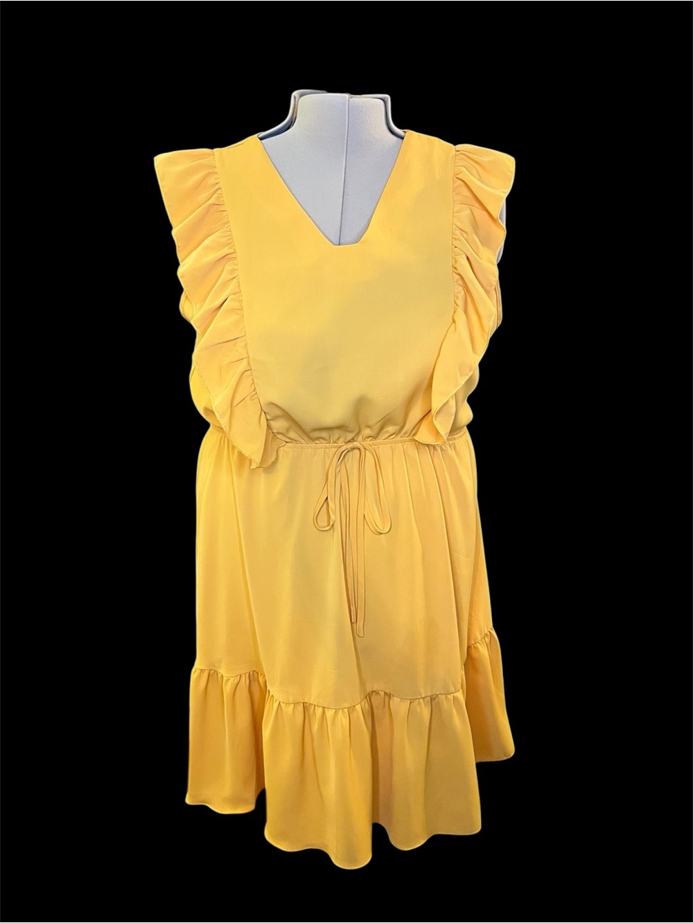 SHEIN Curve Mustard Yellow V-Neck Dress